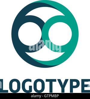 Isolierte abstrakte Vektor-Logo. Blaue Farbe Schriftzug. Zeichen der Unendlichkeit im inneren Kreis. Stock Vektor