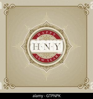 Vektor Luxus elegant Weihnachten und Happy New Year Vector Frame und Emblem Vorlage. Stock Vektor