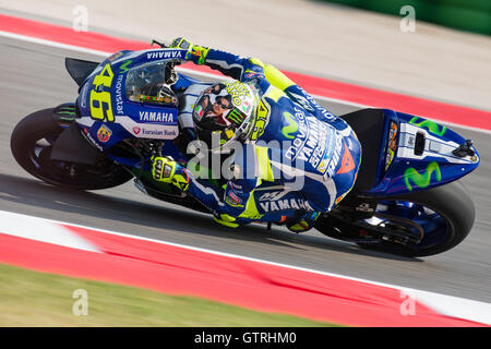 Misano Adriatico, Italien. 9. September 2016. VALENTINO ROSSI fährt während des Trainings der 2016 Moto GP von San Marino in Misano World Circuit in Misano Adriatico, Italien. Bildnachweis: James Gasperotti/ZUMA Draht/Alamy Live-Nachrichten Stockfoto