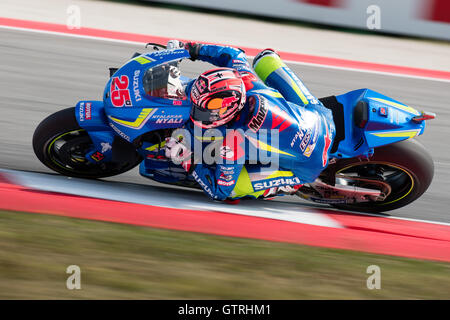 Misano Adriatico, Italien. 9. September 2016. MAVERICK VIÑALES Team SUZUKI ECSTAR Fahrten während des Trainings der 2016 Moto GP von San Marino in Misano World Circuit in Misano Adriatico, Italien. Bildnachweis: James Gasperotti/ZUMA Draht/Alamy Live-Nachrichten Stockfoto