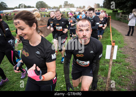 Cheshire, UK 10. September 2016. Teilnehmer starten beim Rennen in Tough Mudder North West 2016 10/09/2016 Credit: Gary Mather/Alamy Live News Stockfoto