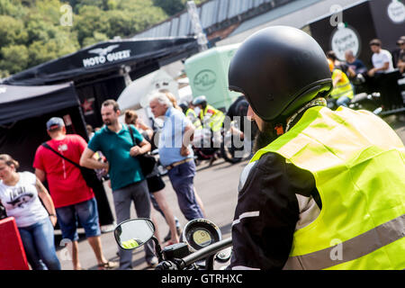 Moto Guzzi Tag der offenen Tür 2016 - Motoraduno Moto Guzzi in Mandello del Lario in Italien Stockfoto