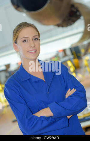 Porträt der Frau in blauer Jacke Stockfoto