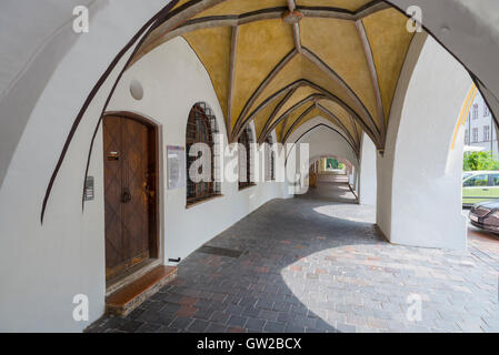 Tresor-Passage von einem mittelalterlichen Patrizier Museum Stadthaus in der Altstadt am Wasserburg bin Inn, Bayern, Deutschland Stockfoto