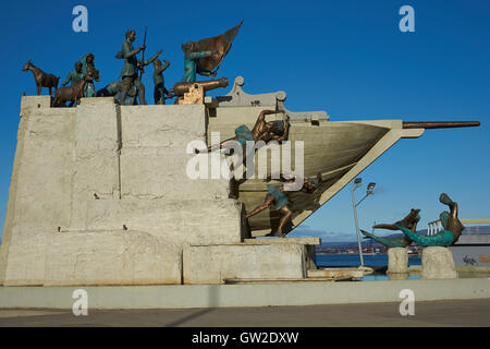 Maritime Denkmal auf dem historischen Hafen von Punta Arenas, die entlang der Magellan-Straße in Patagonien, Chile Stockfoto