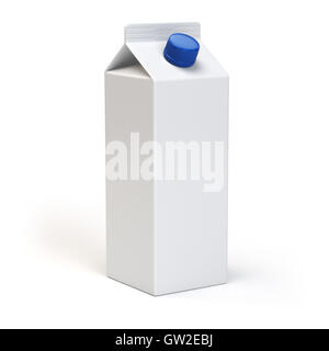 Milch oder Juiice leeren weißen Packung isoliert auf weiß. 3D illustration Stockfoto
