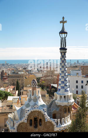 Die Gaudi-Park (Parc Güell) in Barcelona, Spanien Stockfoto