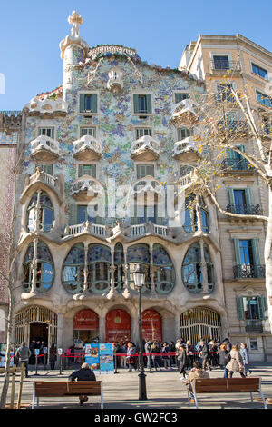 Casa Batllo in Barcelona Spanien, entworfen von Antoni Gaudi. Stockfoto