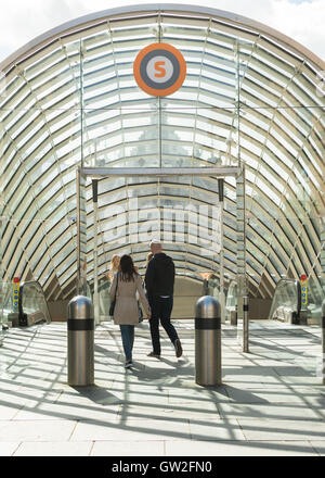 Glasgow U-Bahn - Eingang St. Enoch Station, Glasgow, Scotland, UK Stockfoto