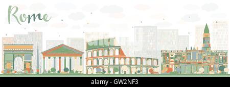 Abstrakte Rom Skyline mit Farbe Wahrzeichen. Vektor-Illustration. Geschäftsreisen und Tourismus-Konzept mit historischen Gebäuden. Stock Vektor