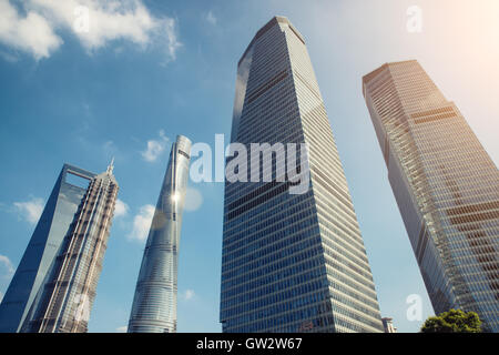 Shanghai Wolkenkratzer im Finanzviertel Lujiazui Shanghai in Shanghai, China. Stockfoto