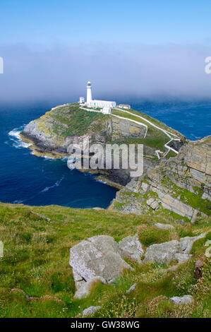 Meer-Nebel rollt in South Stack, Holyhead, Anglesey, Wales Stockfoto