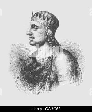König Egbert von Wessex.  Egbert, auch buchstabiert aus, Ecgbert oder Ecgbriht, war König von Wessex von 802 bis zu seinem Tod 839. Sein Vater war Ealhmund von Kent.  Bild von Cassell es illustrierte Weltgeschichte (1893) bezogen. Stockfoto