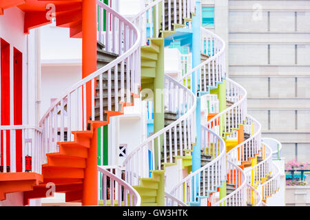 Singapur in Bugis Village Wendeltreppen. Stockfoto