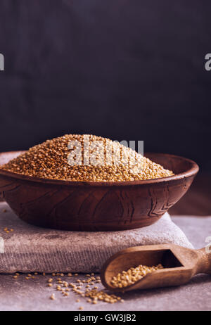 Bio roh Quinoa in Schüssel Stockfoto