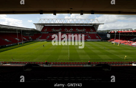 Allgemeine Ansicht von Ashton Gate vor der Aviva Premiership match bei Ashton Gate, Bristol. Stockfoto