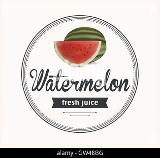 Wassermelonensaft. Detaillierte Vektor-Label. Stock Vektor