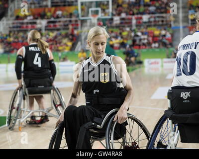 Rio 2016 Paralympics, Womans Rollstuhl-Basketball-Pool-Spiel zwischen Deutschland und Großbritannien Stockfoto