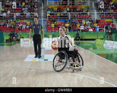 Rio 2016 Paralympics, Womans Rollstuhl-Basketball-Pool-Spiel zwischen Deutschland und Großbritannien Stockfoto