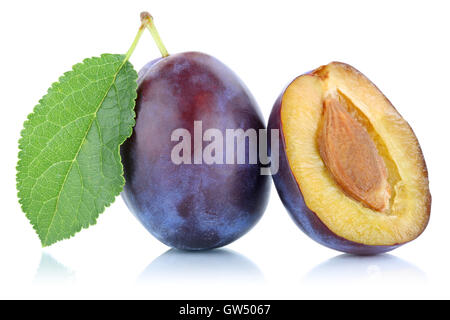 Pflaumen, Pflaume Pflaumen Pflaume Frucht isoliert auf weißem Hintergrund Stockfoto