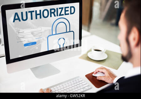 Autorisierte Zugänglichkeit Netzwerk Security System-Konzept Stockfoto