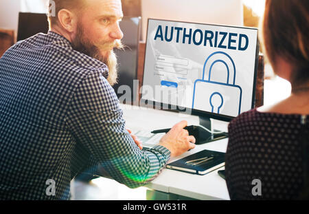 Autorisierte Zugänglichkeit Netzwerk Security System-Konzept Stockfoto