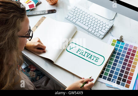 Vertraulichen Schutz privater Einsamkeit Grafikkonzept Stockfoto