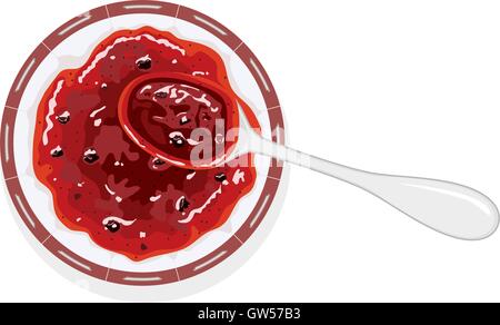 Vektor-Glas mit Marmelade und Löffel Stock Vektor