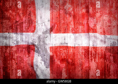 Grunge-Stil von Dänemark Flagge auf eine Mauer für Hintergrund Stockfoto