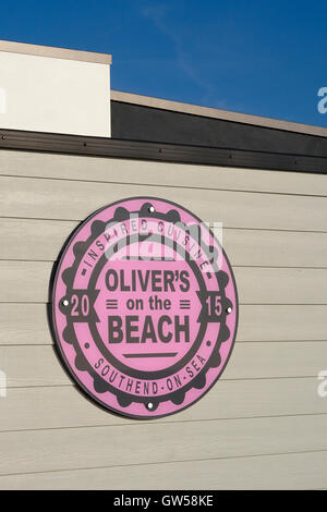 Olivers am Strand. Southend On Sea, Essex, England. Ende des Sommers 2016 Stockfoto