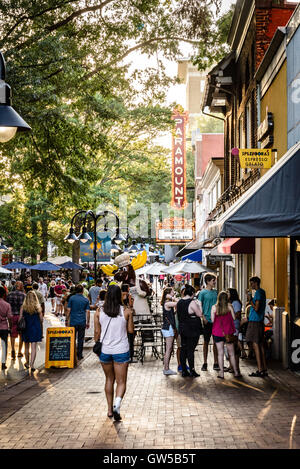 Historische Fußgängerzone Downtown Mall, East Main Street, Charlottesville, Virginia Stockfoto