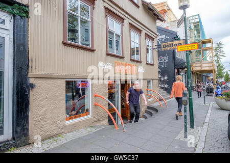 Stadtzentrum von Reykjavik, der Hauptstadt Islands Stockfoto