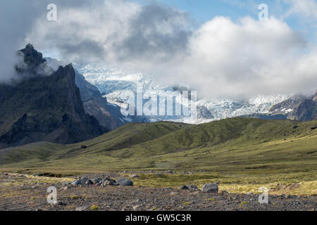 Vatnajökull-Gletscher entlang der Ringstraße im Süden Islands. Stockfoto