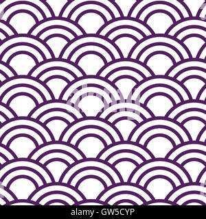 Nahtlose japanische Wellenmuster in weiß und violett Stock Vektor