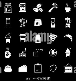 Coffee-Shop Symbole auf schwarzem Hintergrund, Lager Vektor Stock Vektor