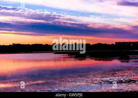 Eine schöne, lebendige Sonnenaufgang am See Wausau, Wisconsin. Stockfoto