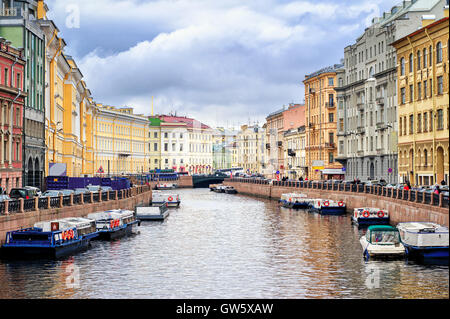 St. Petersburg, Blick über Moyka Fluss vom Newski prospekt Stockfoto