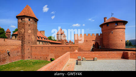Panorama-Blick von der Burg der Ritter Ordens in Malbork, Polen, historische Preußen Stockfoto