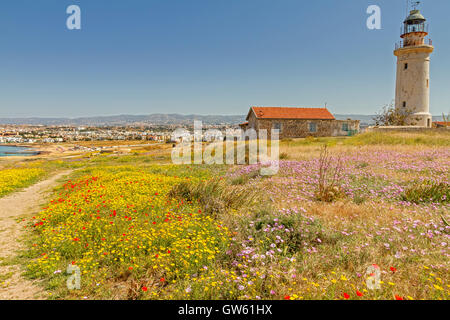 Leuchtturm-Landschaft-Paphos-Zypern Stockfoto