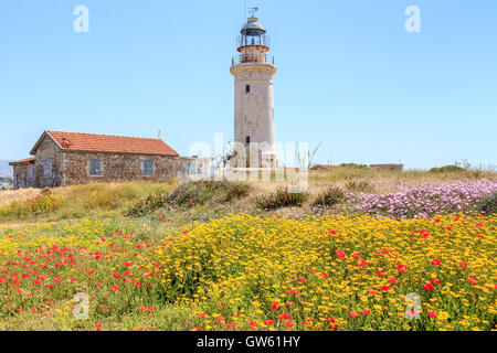 Leuchtturm-Landschaft-Paphos-Zypern Stockfoto