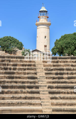 Amphitheater und Leuchtturm Paphos Zypern Stockfoto