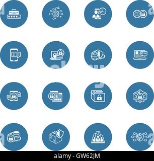 Flaches Design Sicherheit und Schutz Icons Set. Stock Vektor