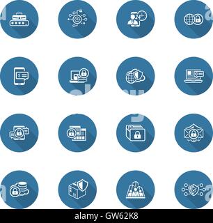 Flaches Design Sicherheit und Schutz Icons Set. Stock Vektor