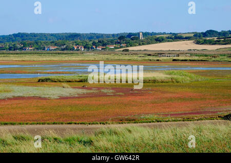 Cley Naturschutzgebiet mit Blick auf Salthouse, North Norfolk, england Stockfoto