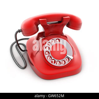 Roten alten Telefon auf weißem Hintergrund (in 3D-Rendering getan) Stockfoto