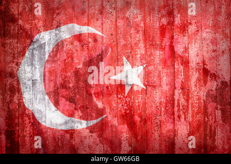 Grunge-Stil der Türkei Flagge auf eine Mauer für Hintergrund Stockfoto