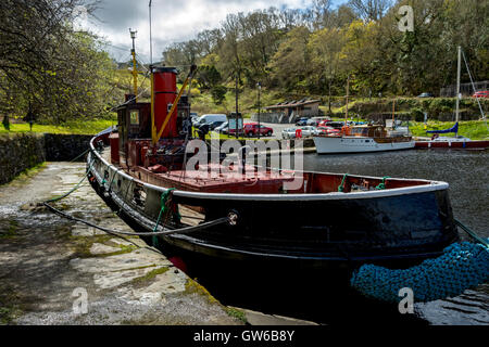 Oldtimer Schlepper der Herzog der Normandie II vor Anker in der Crinan-Becken auf den Crinan Canal Crinan, Argyll und Bute, Scotland, UK Stockfoto