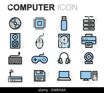 Vektor-flache Linie-Computer-Icons set Stock Vektor