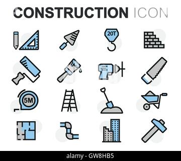 Vektor-flache Linie Bau Icons set Stock Vektor