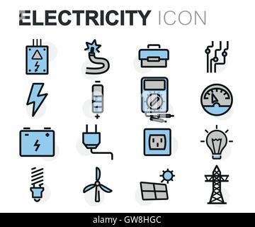 Vektor-flache Linie Strom Icons set Stock Vektor